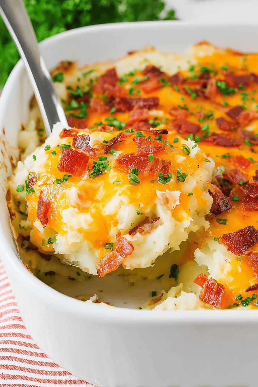 Creamy Bacon Cheese Mashed Potato Casserole