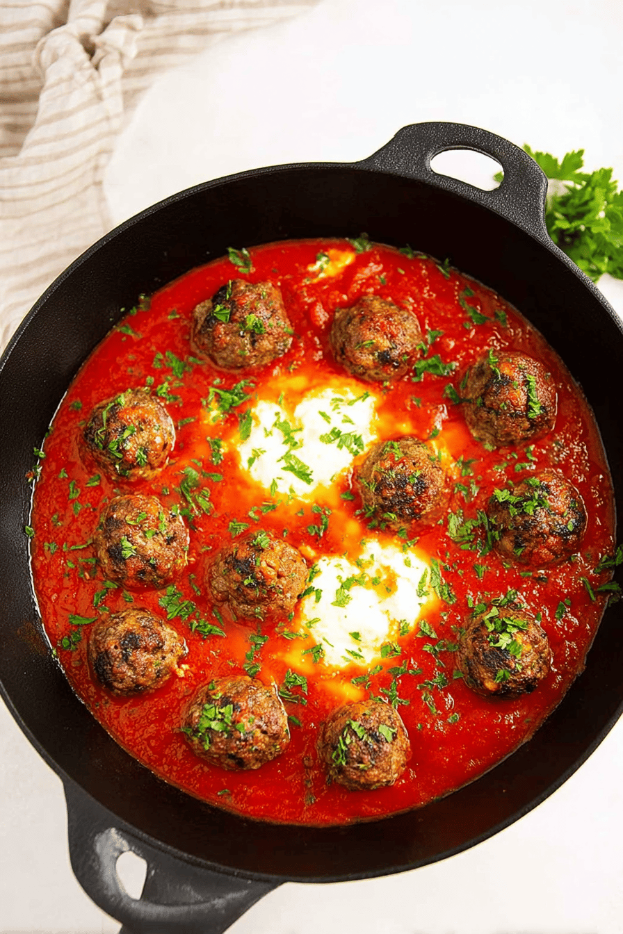 Creamy Ricotta Meatballs in Marinara Sauce