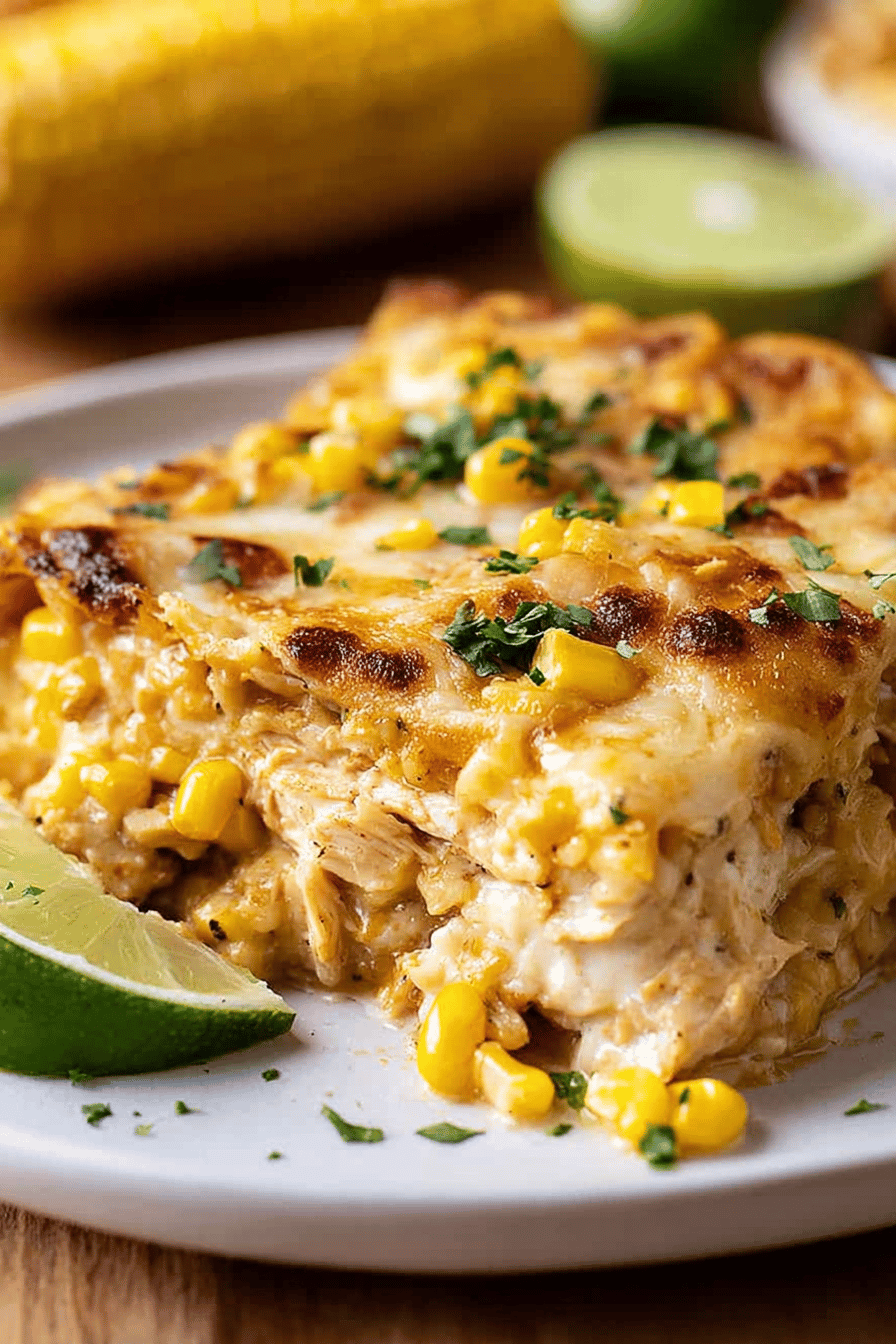 Creamy Street Corn Chicken Enchiladas