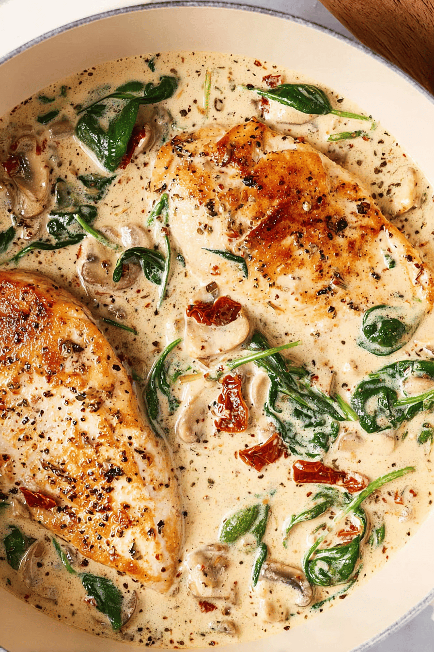 Creamy Tuscan Chicken Cutlets with Spinach