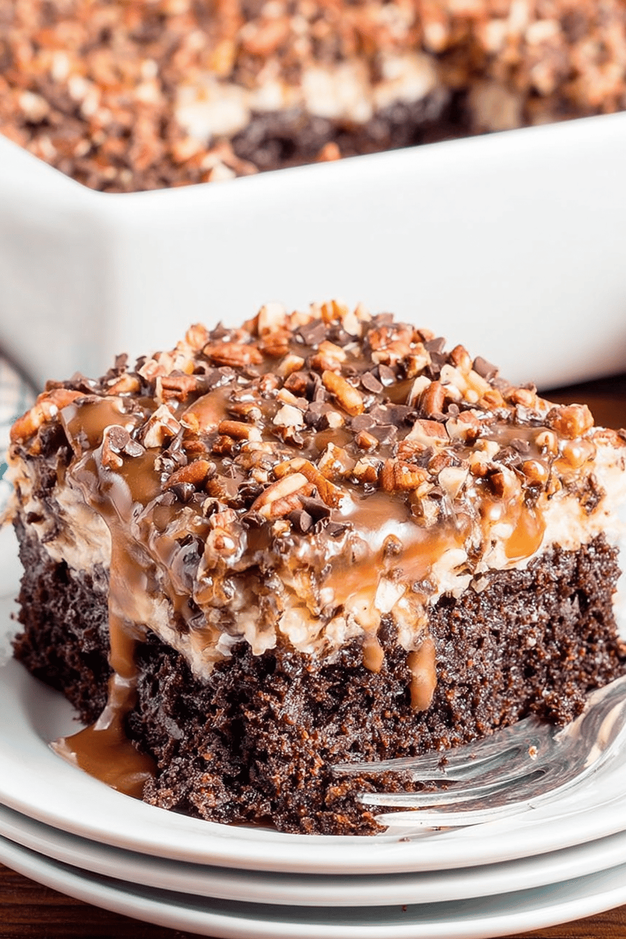 Decadent German Chocolate Poke Cake