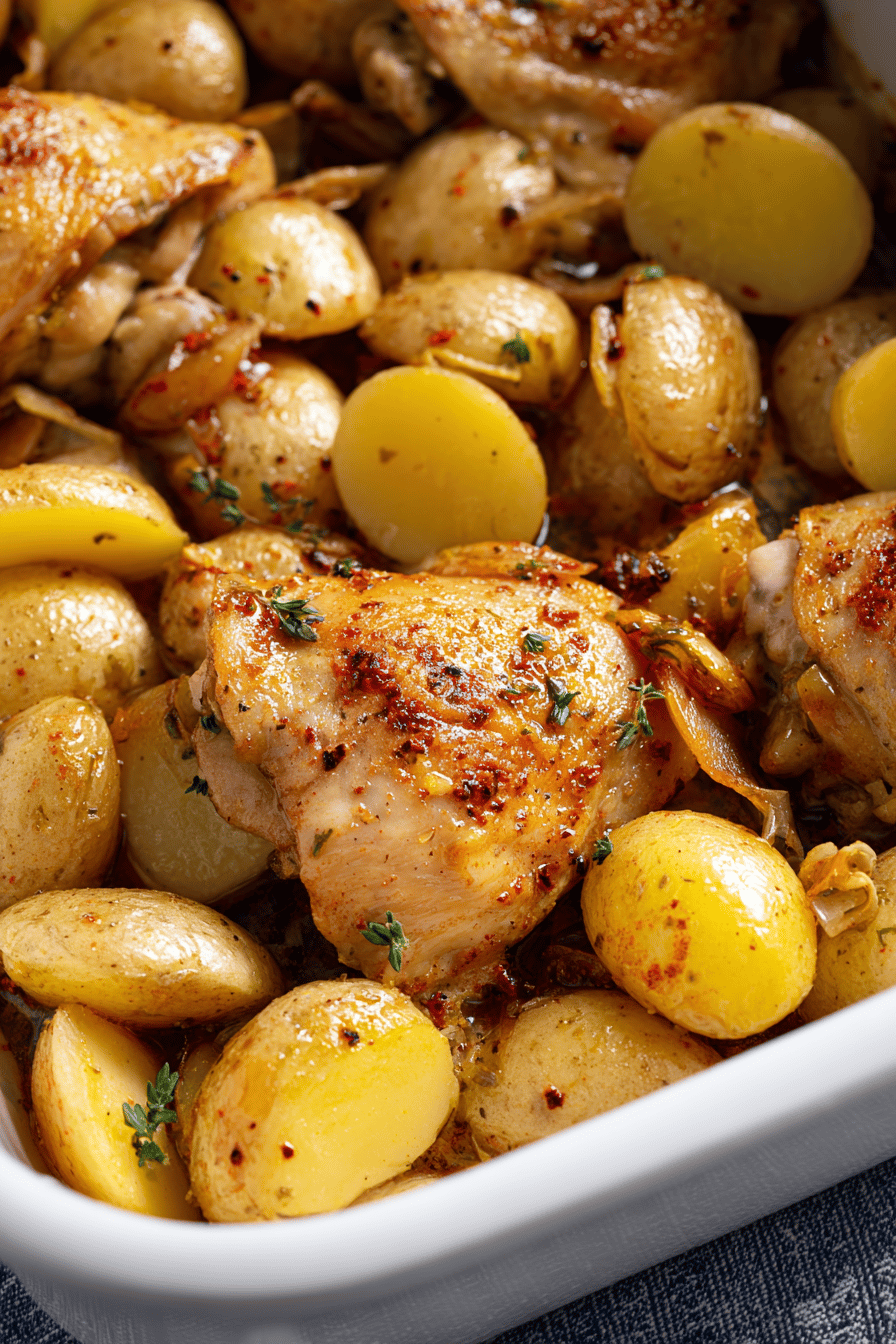 Easy Baked Chicken Thighs and Potatoes Dinner