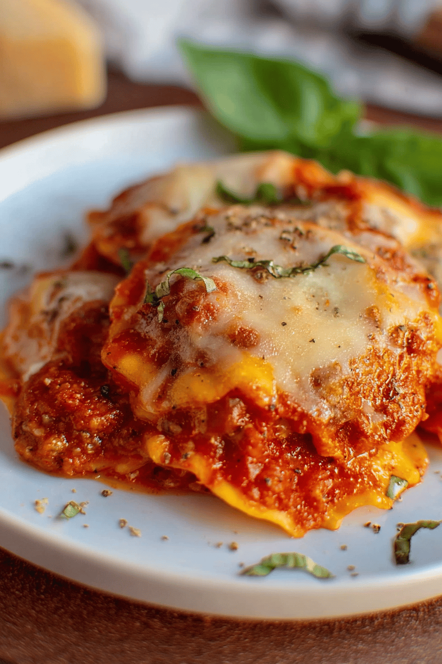 Easy Crockpot Ravioli Lasagna with 4 Ingredients