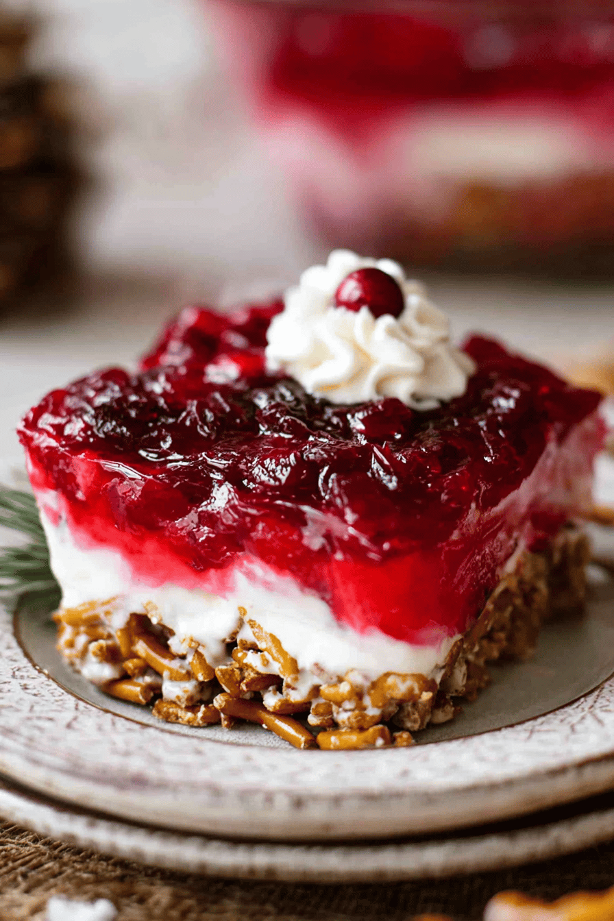 Festive Cranberry Pretzel Delight Salad