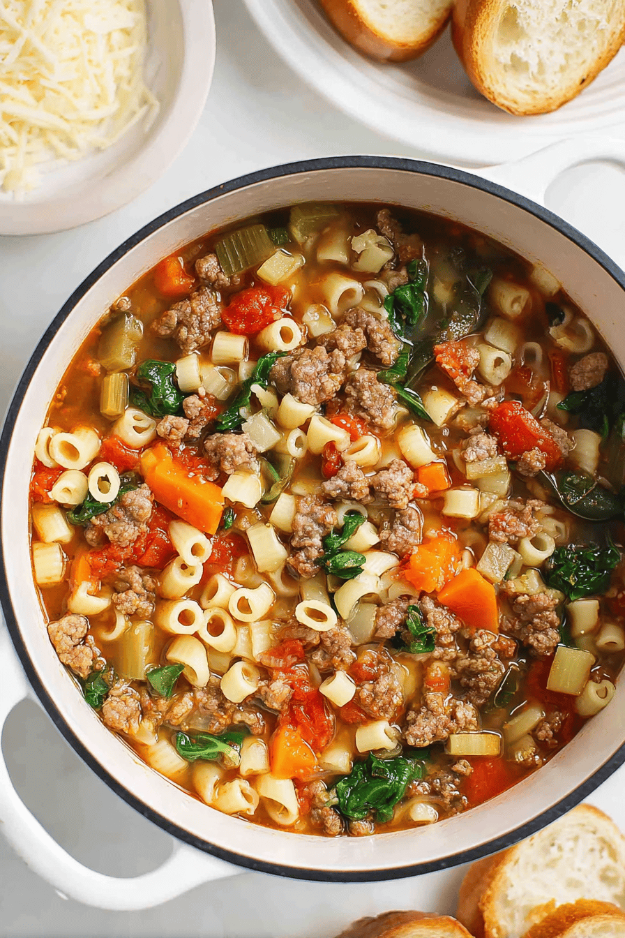Hearty Italian Sausage Veggie Pasta Soup