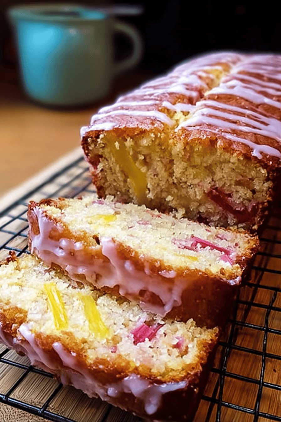Lemon Rhubarb Loaf with Zesty Glaze