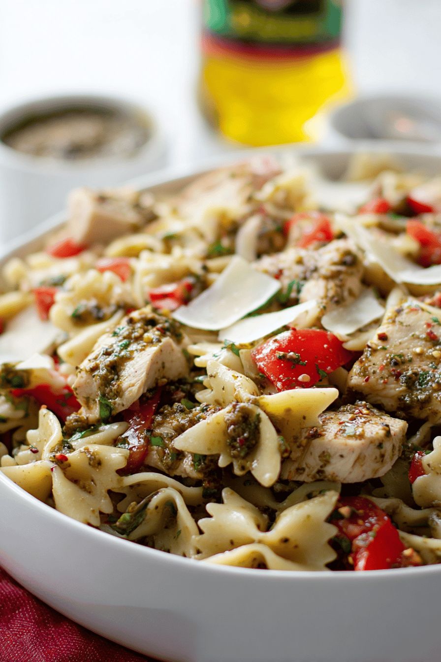 Quick Chicken Pesto Pasta Salad