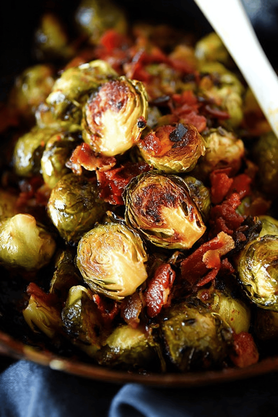 Roasted Brussels Sprouts with Sweet Bacon Dressing