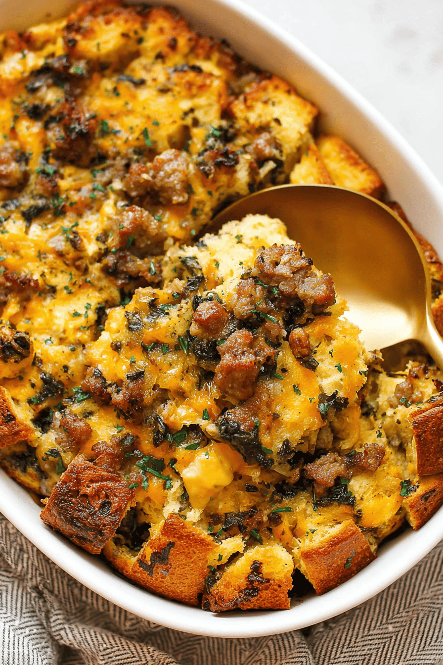 Savory Sausage and Cheddar Breakfast Strata