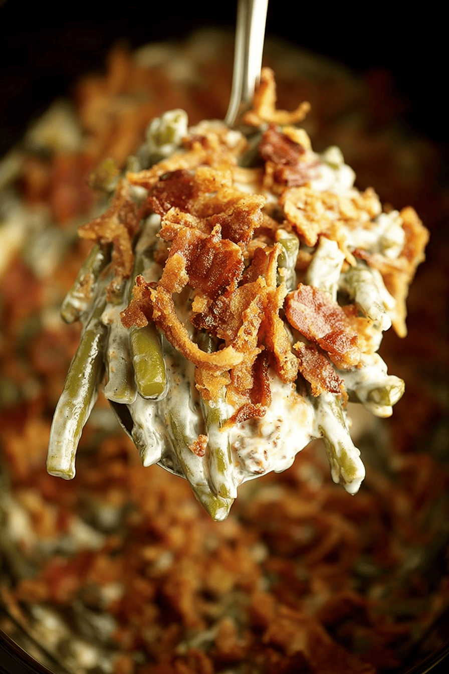 Slow Cooker Bacon Cheese Green Bean Casserole