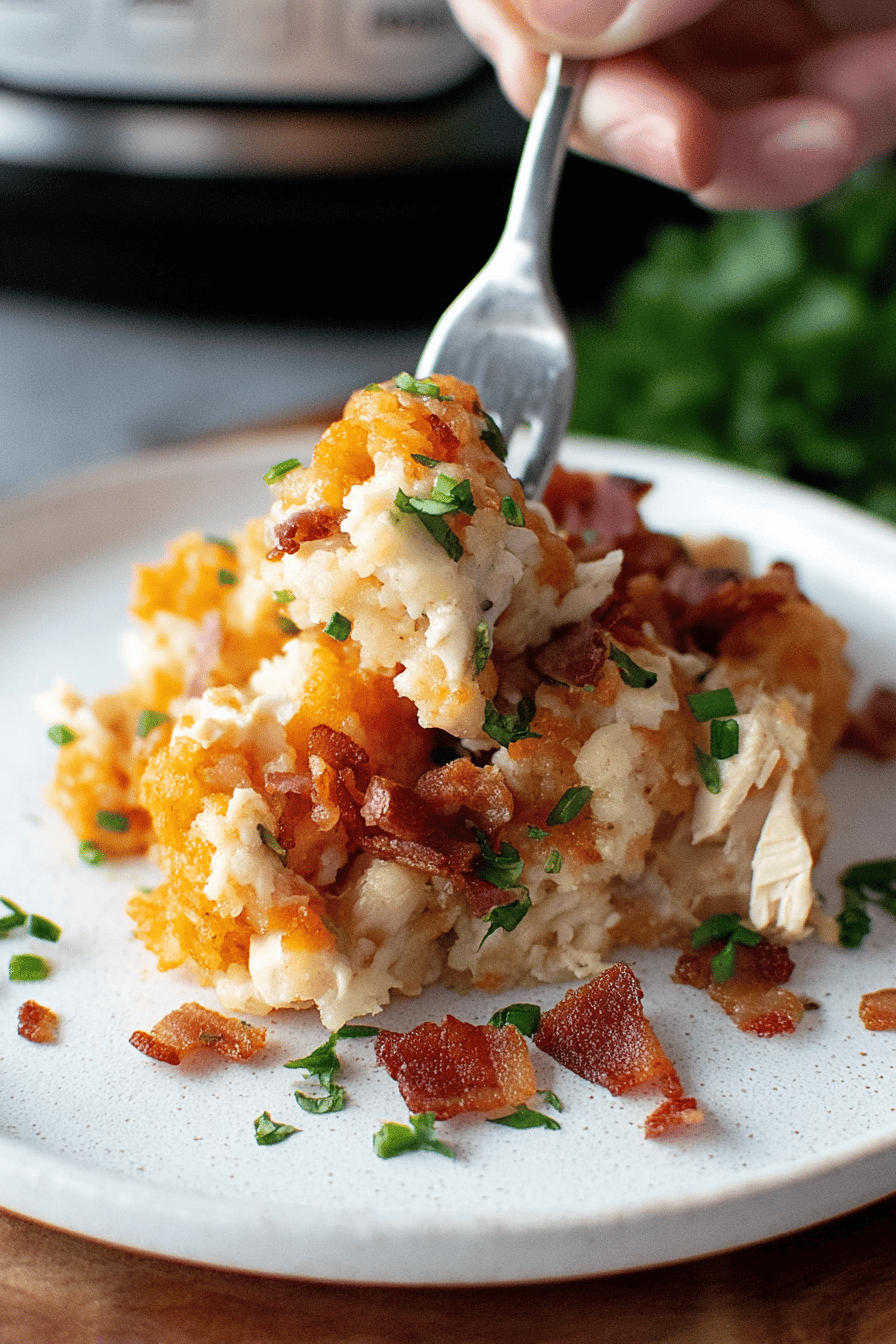 Slow Cooker Chicken Bacon Ranch Tater Tot Bake