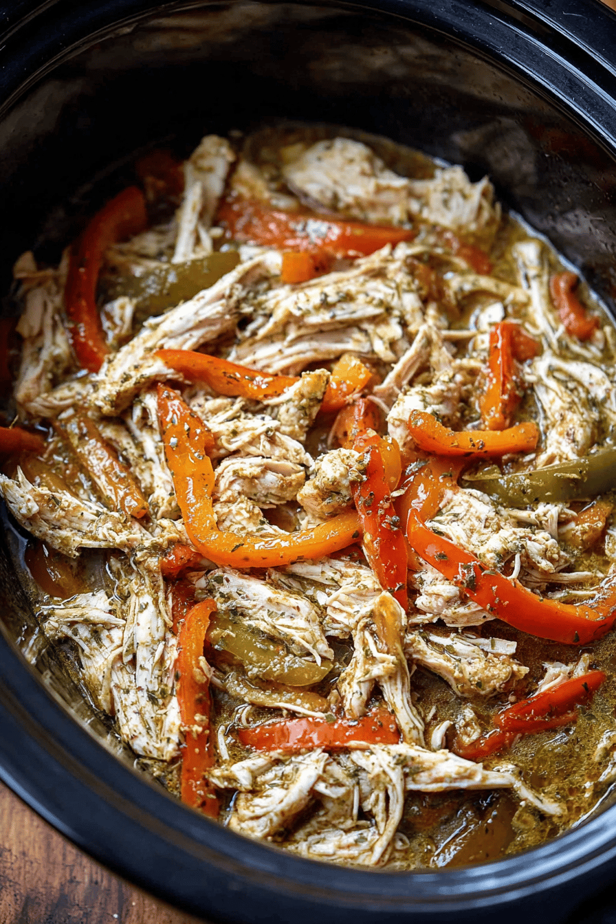 Slow Cooker Salsa Verde Chicken with Bell Peppers