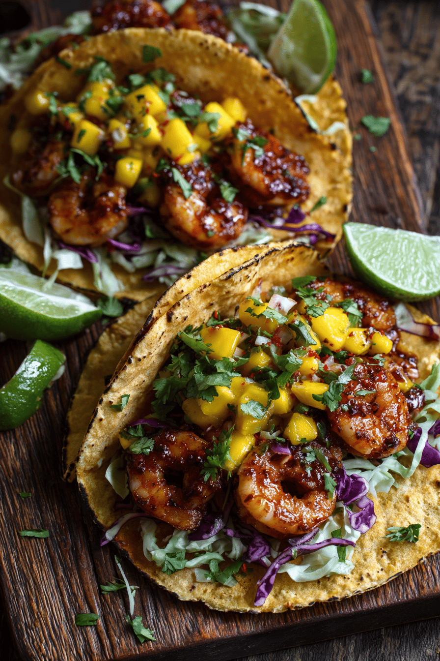 Spicy Shrimp Tacos with Sweet Mango Salsa
