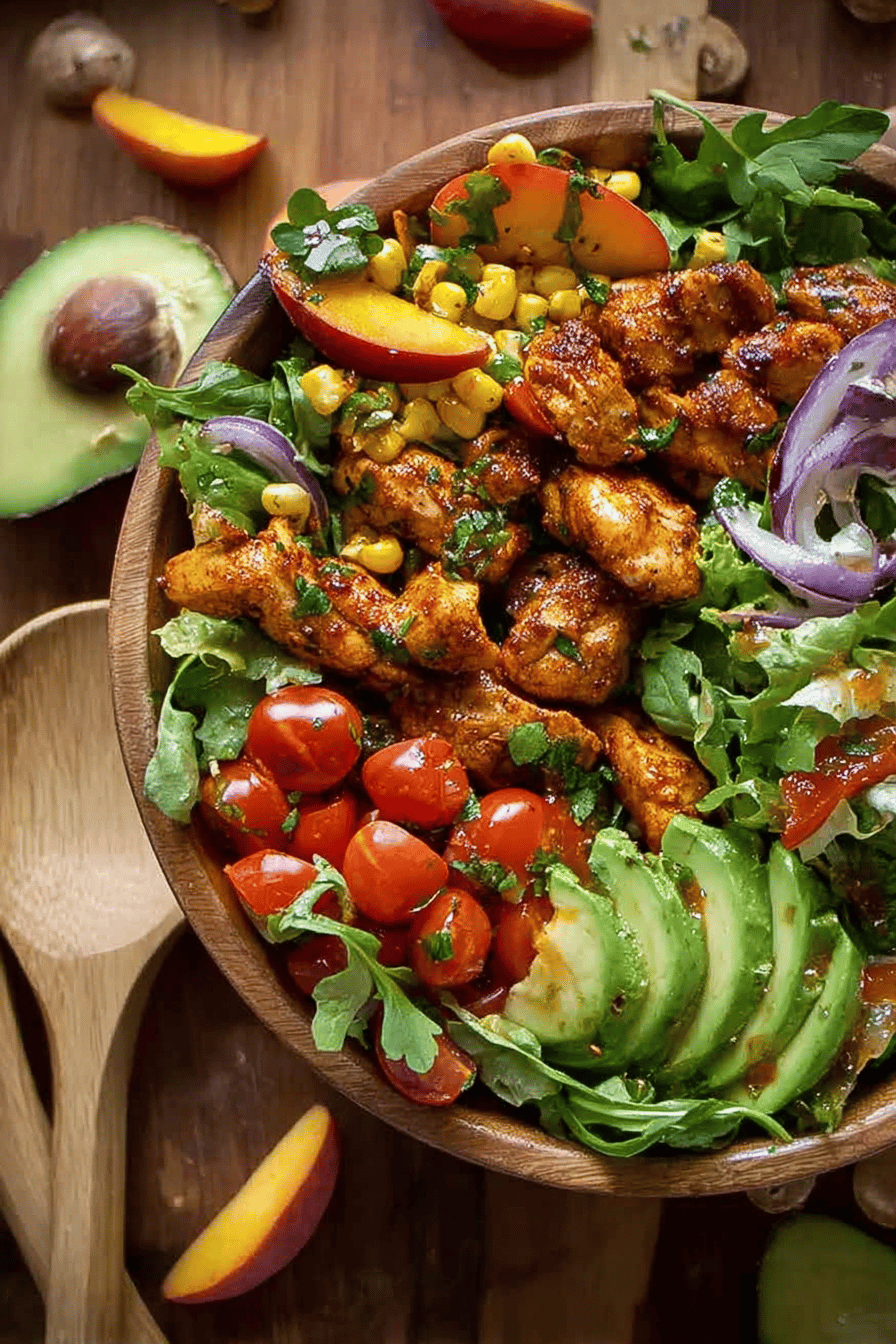 Sweet Spicy Chicken Peach Salad Delight