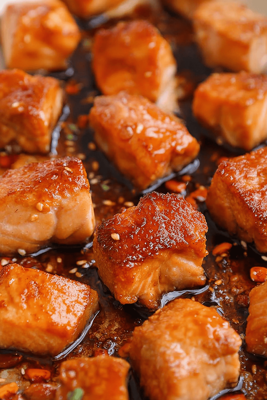 Sweet Spicy Crispy Pan-Seared Salmon Bites