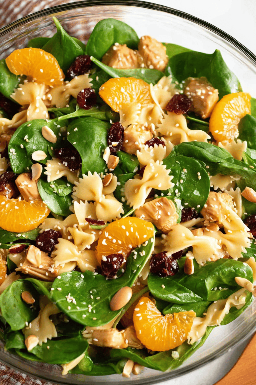 Teriyaki Mandarin Spinach Pasta Salad