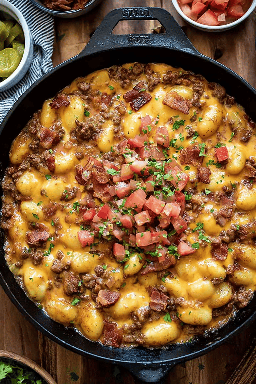 Bacon Cheeseburger Gnocchi Skillet Dinner