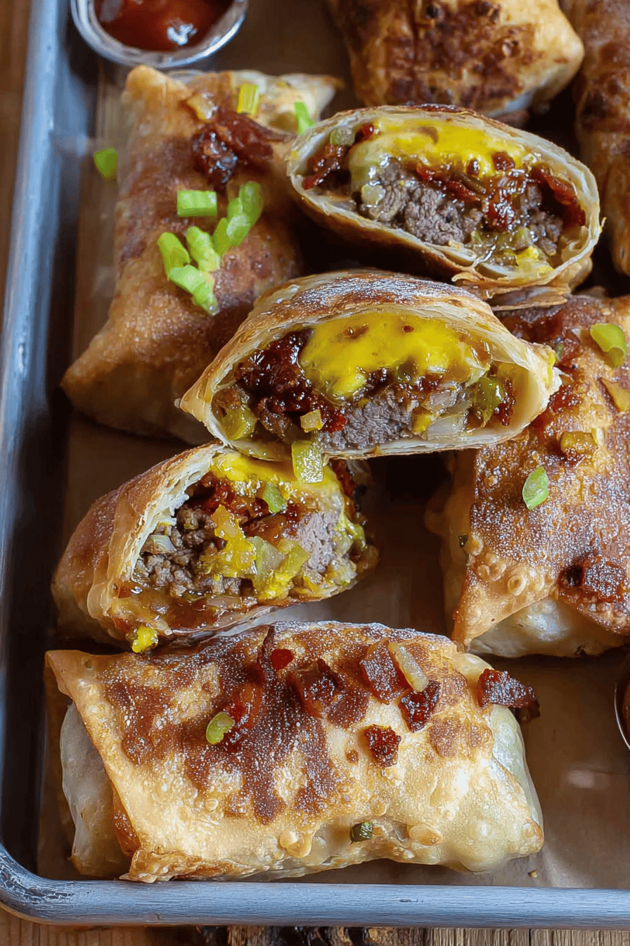 Bacon Jam Cheeseburger Egg Roll Delight
