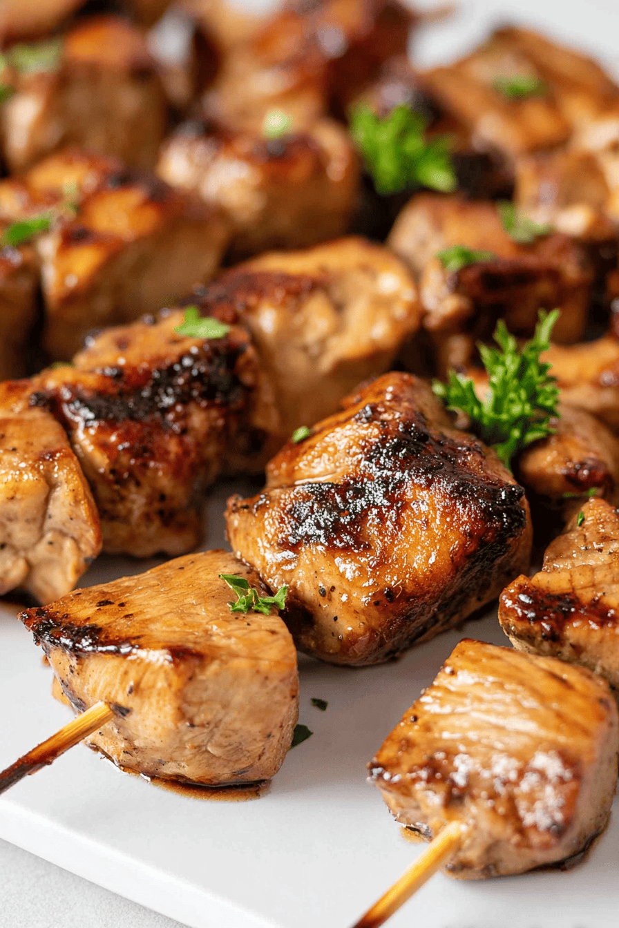 Balsamic Garlic Dijon Grilled Chicken Skewers