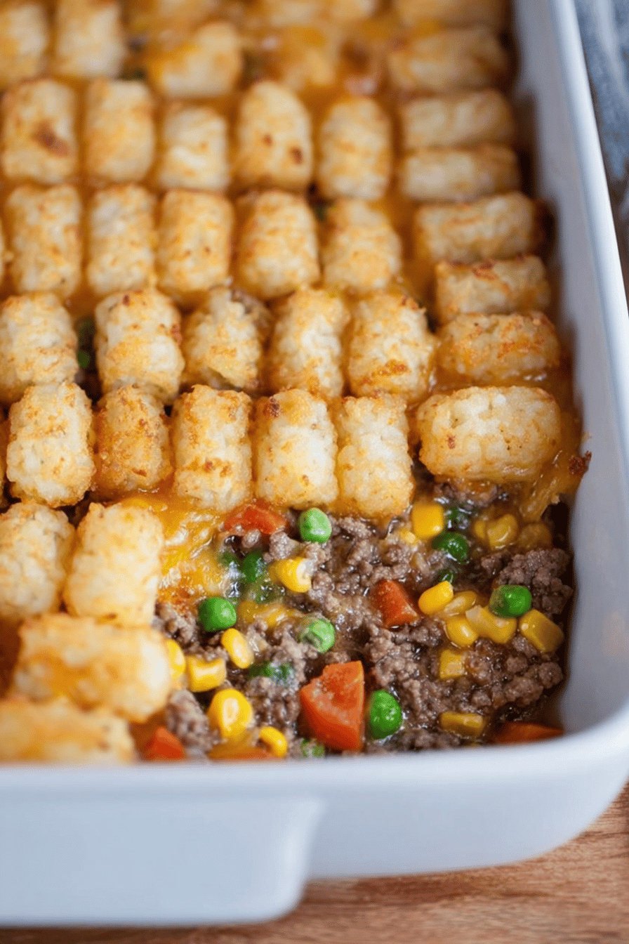 Beefy Tater Tot Veggie Bake Without Canned Soup