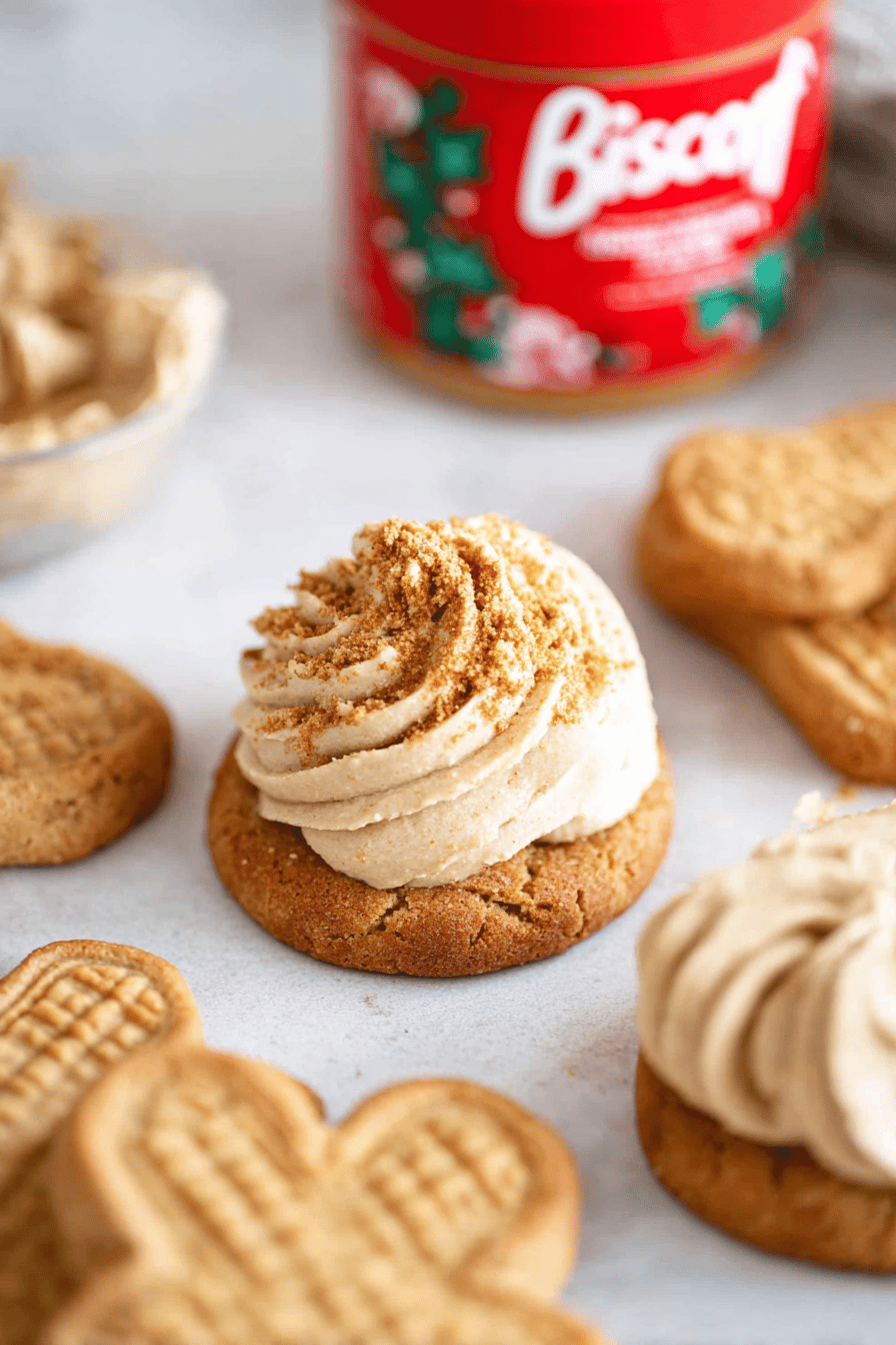 Biscoff Brown Sugar Cookies with Cookie Butter Frosting