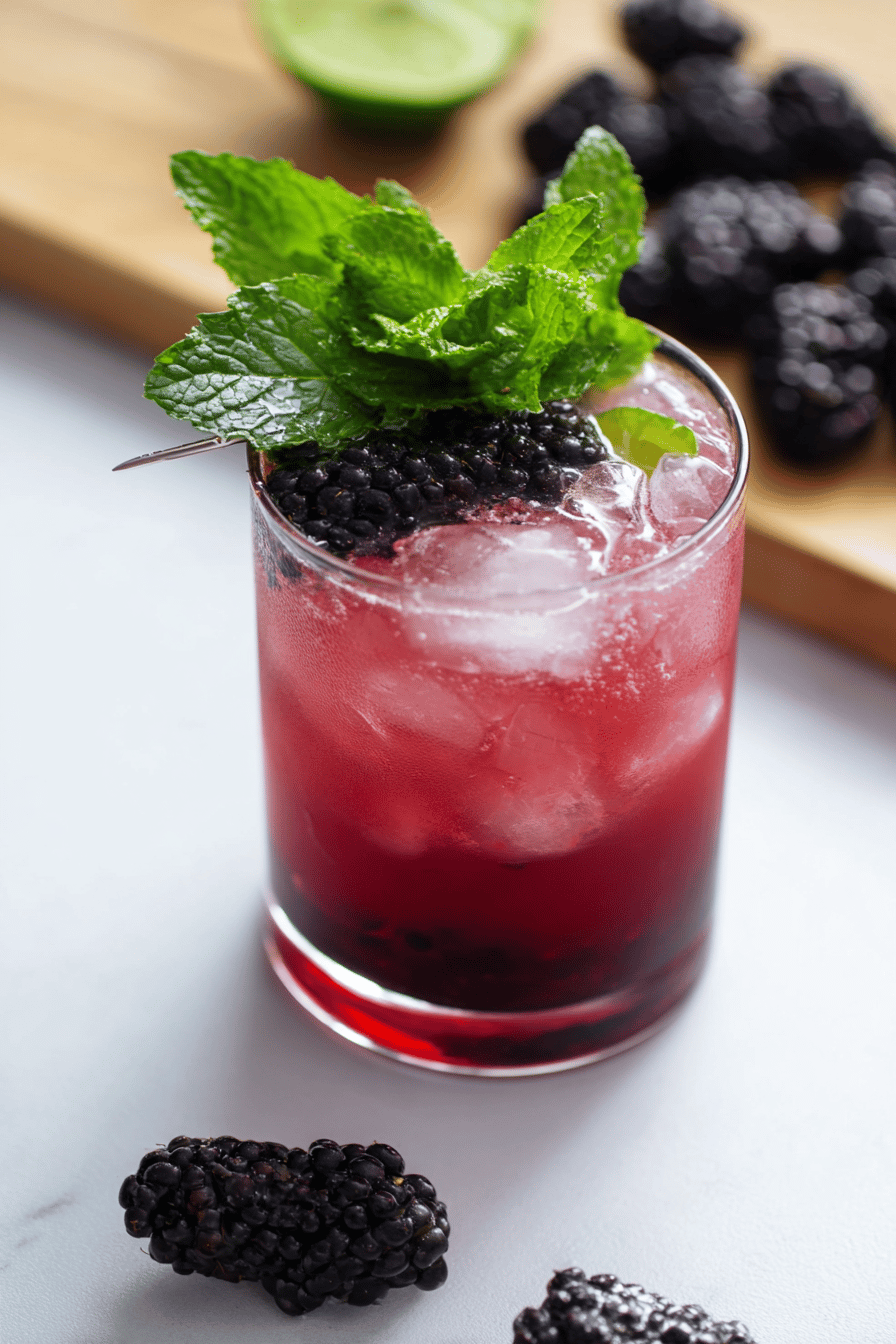 Blackberry Bourbon Smash with Mint and Lime