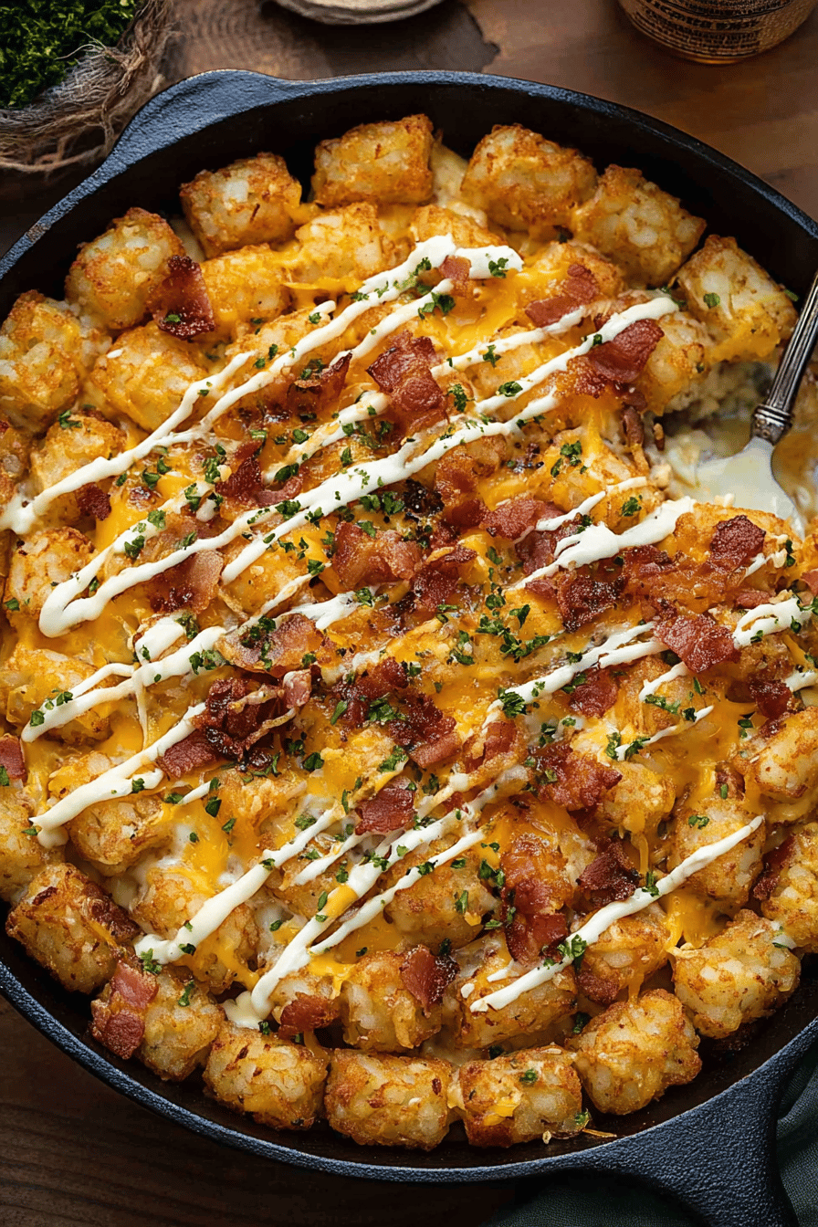 Cheesy Chicken Bacon Ranch Tater Tot Bake