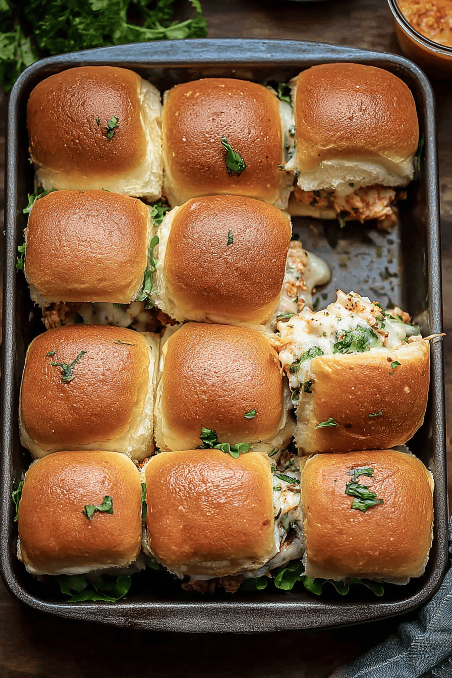 Cheesy Garlic Marry Me Chicken Sliders