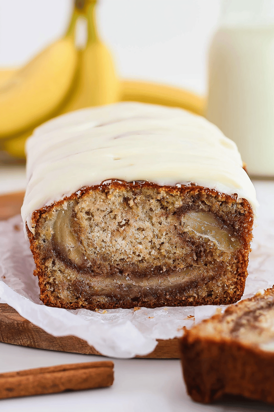 Cinnamon Swirl Banana Bread with Cream Cheese Frosting