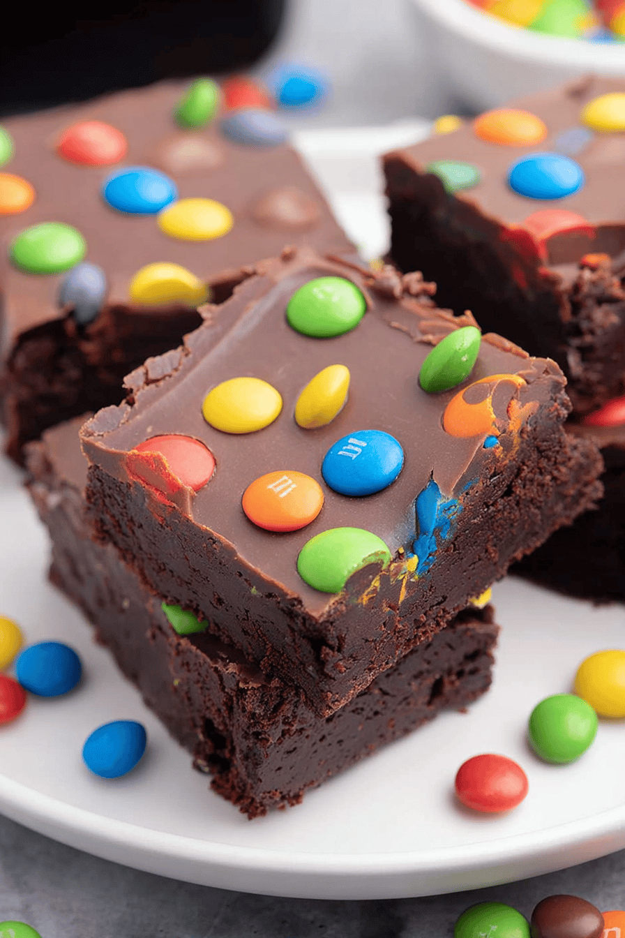 Cosmic Fudge Brownies with M&M Topping