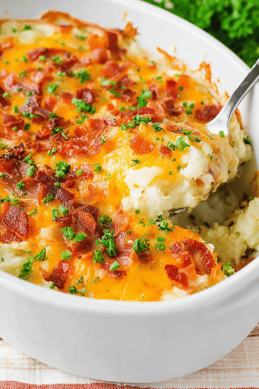 Creamy Bacon Cheese Mashed Potato Casserole