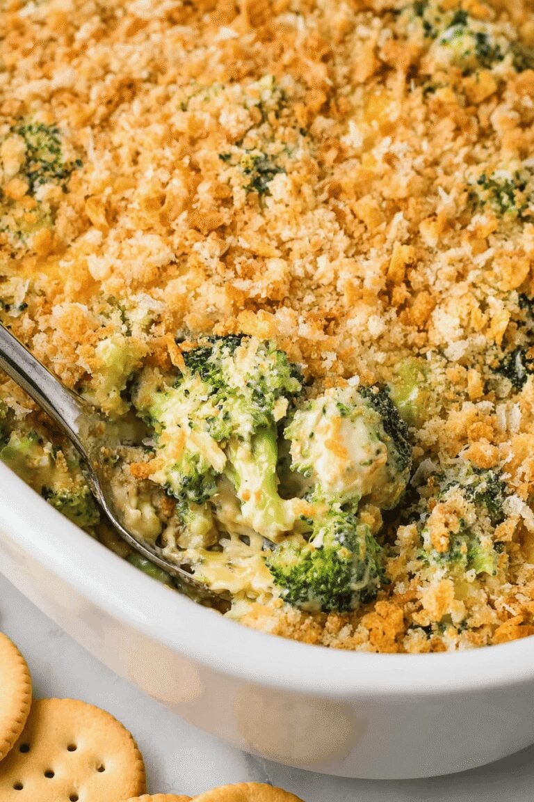 Creamy Broccoli Cheese Casserole With Ritz Topping Savory Discovery