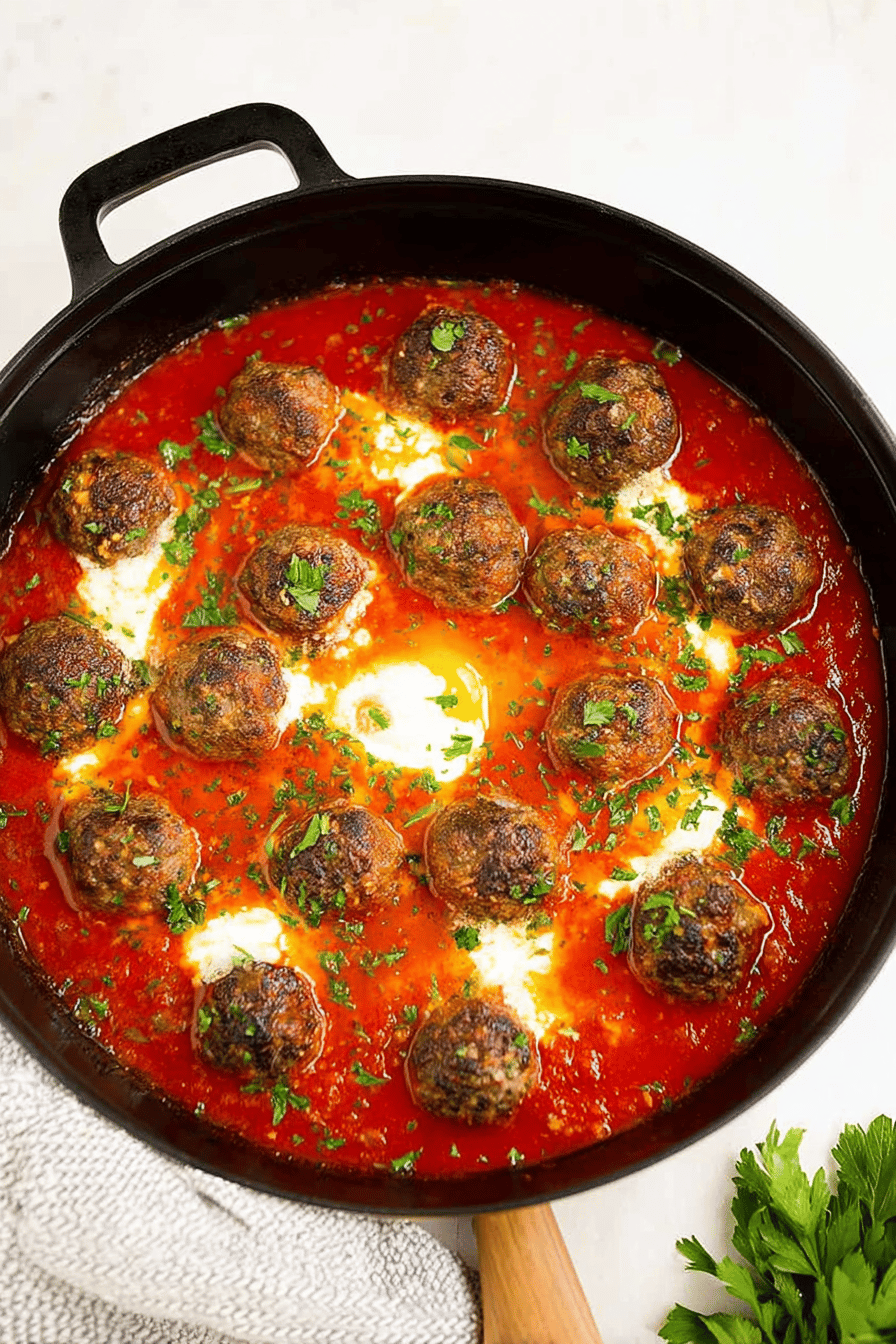 Creamy Ricotta Meatballs in Marinara Sauce