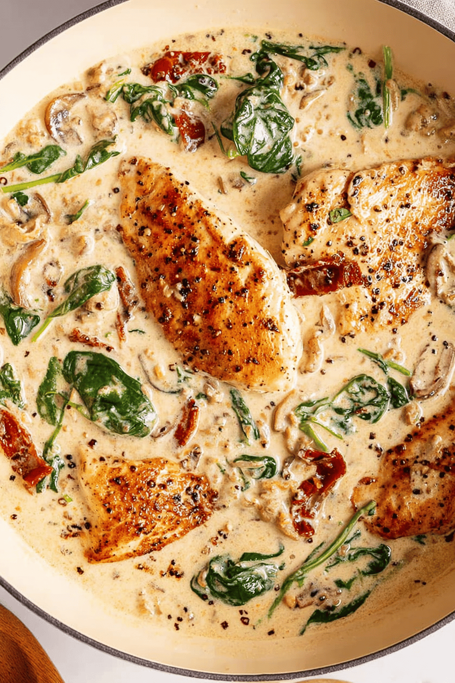 Creamy Tuscan Chicken Cutlets with Spinach