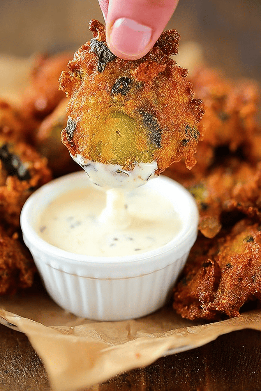 Crispy Dill Pickle Fritters with Cornmeal Batter