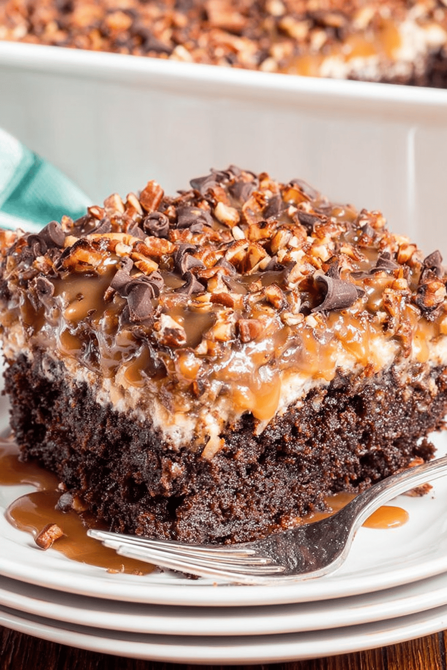 Decadent German Chocolate Poke Cake