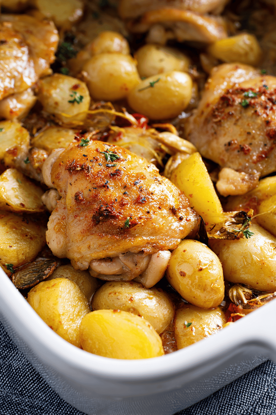 Easy Baked Chicken Thighs and Potatoes Dinner
