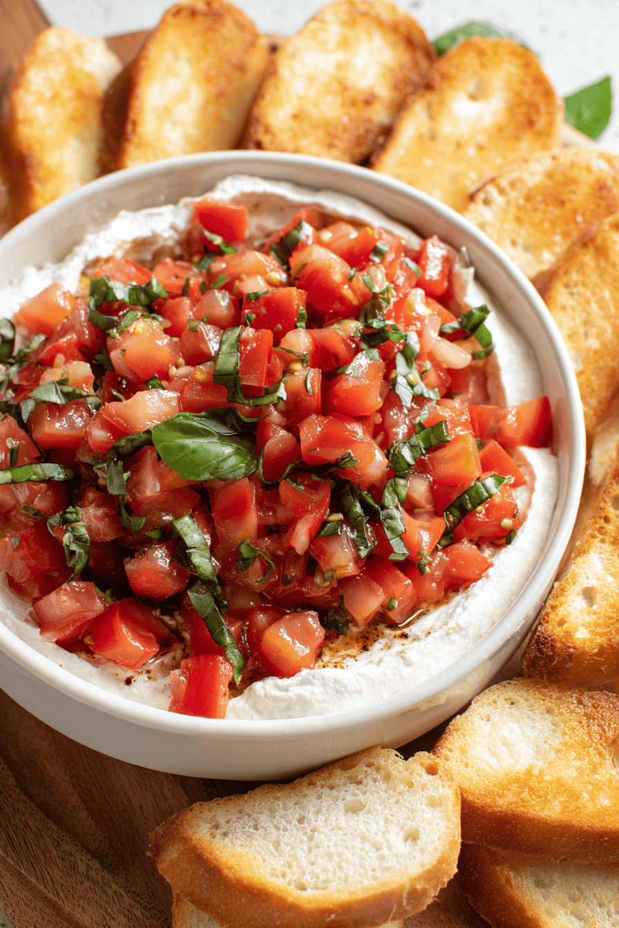 Easy Bruschetta Dip with Crostini