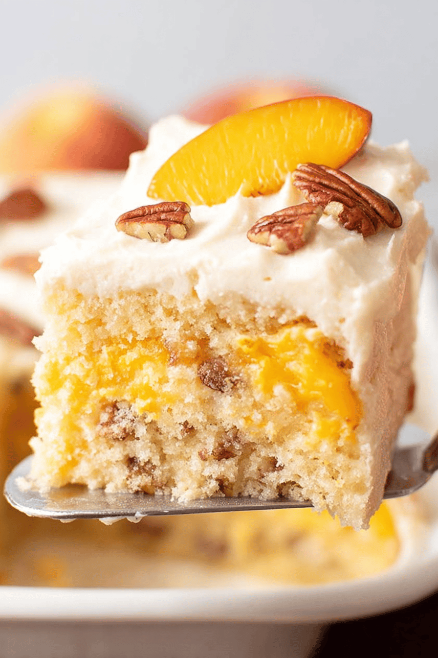 Easy Fresh Peach Cake with Brown Butter Frosting