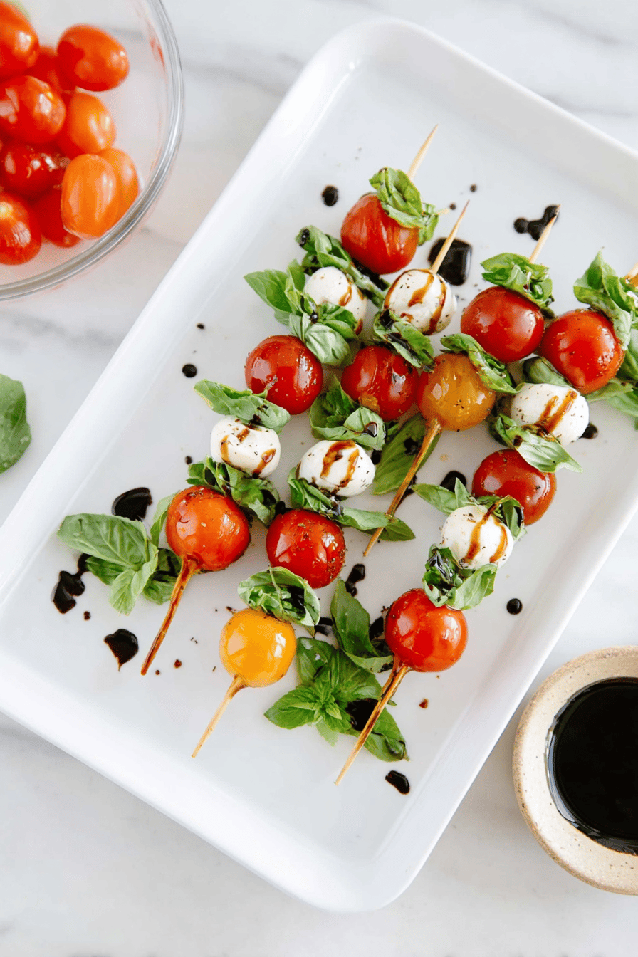 Fresh Caprese Skewers with Balsamic Glaze