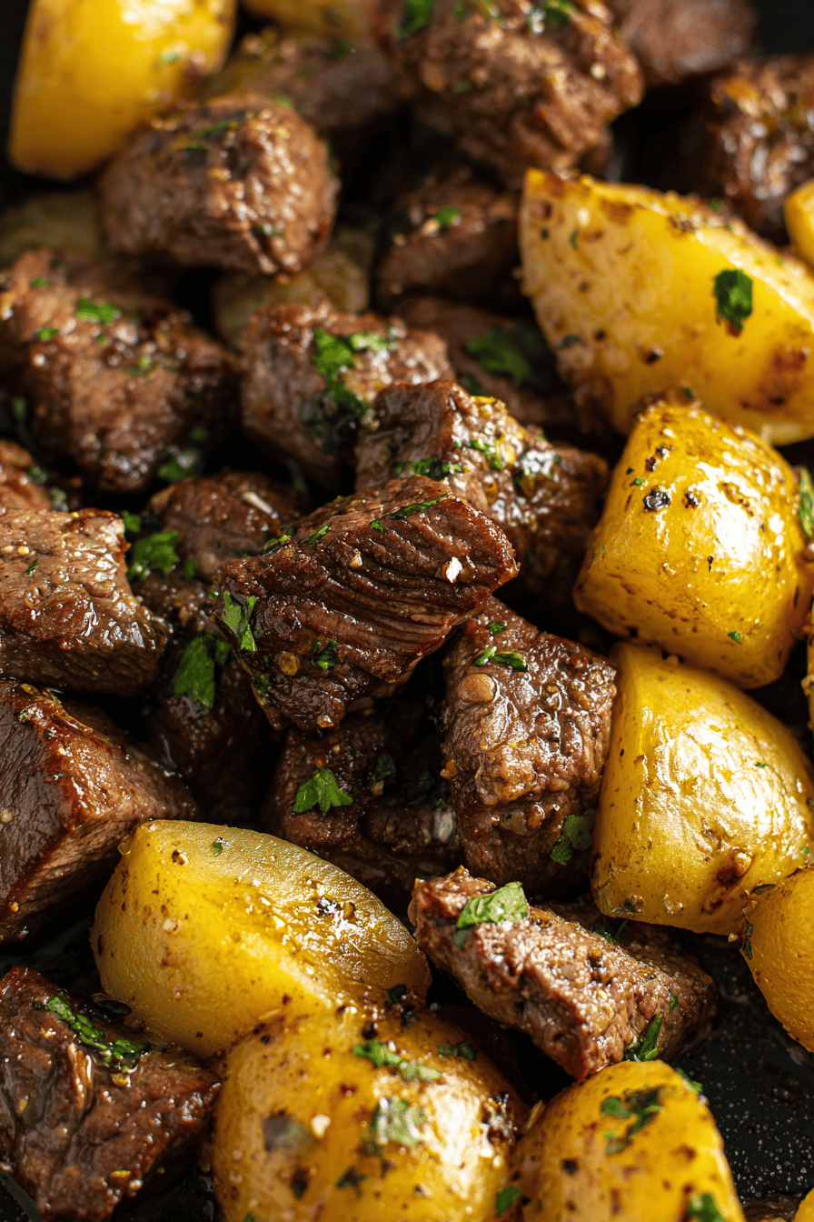 Garlic Butter Steak Bites with Roasted Potatoes