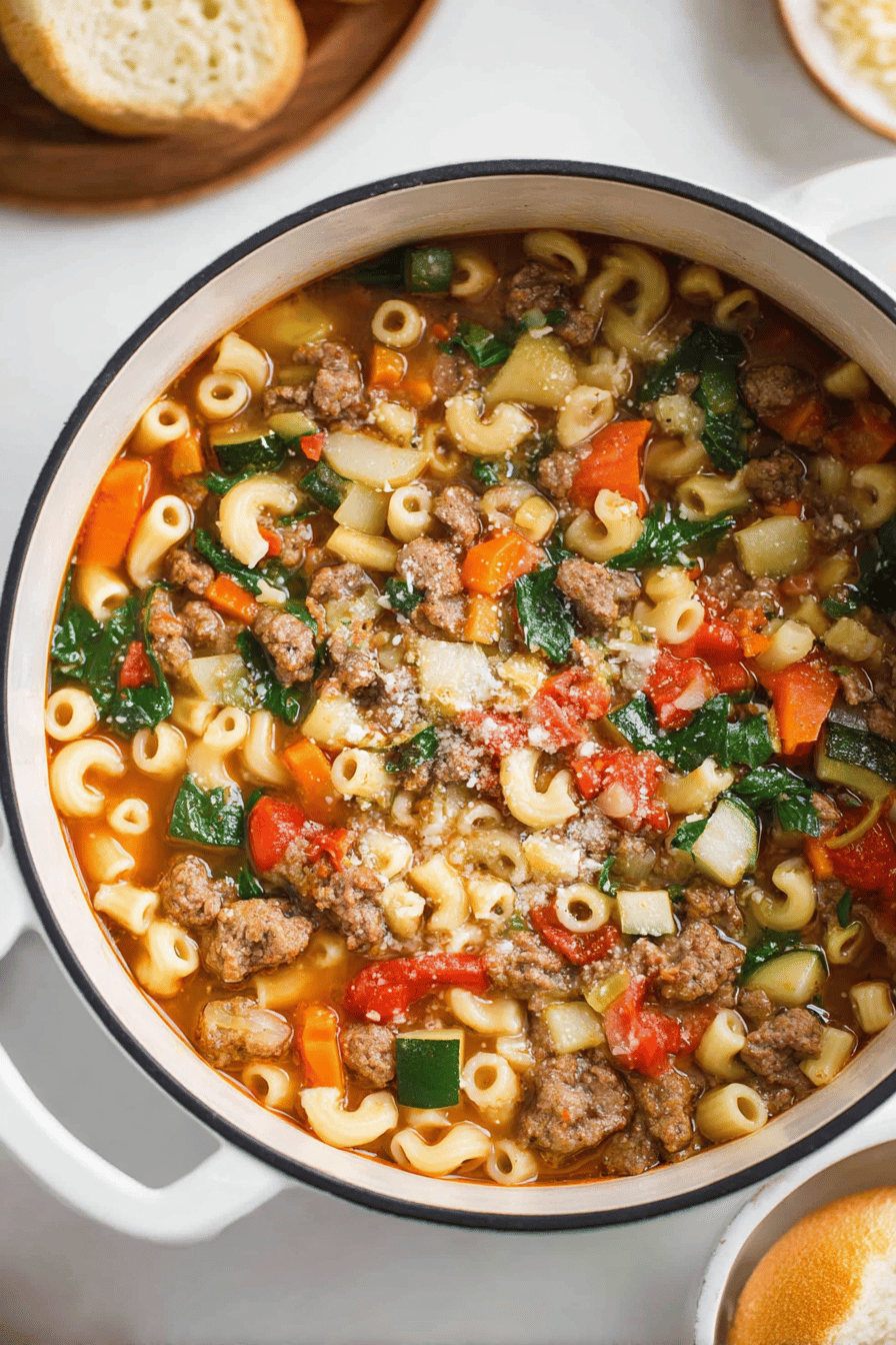 Hearty Italian Sausage Veggie Pasta Soup