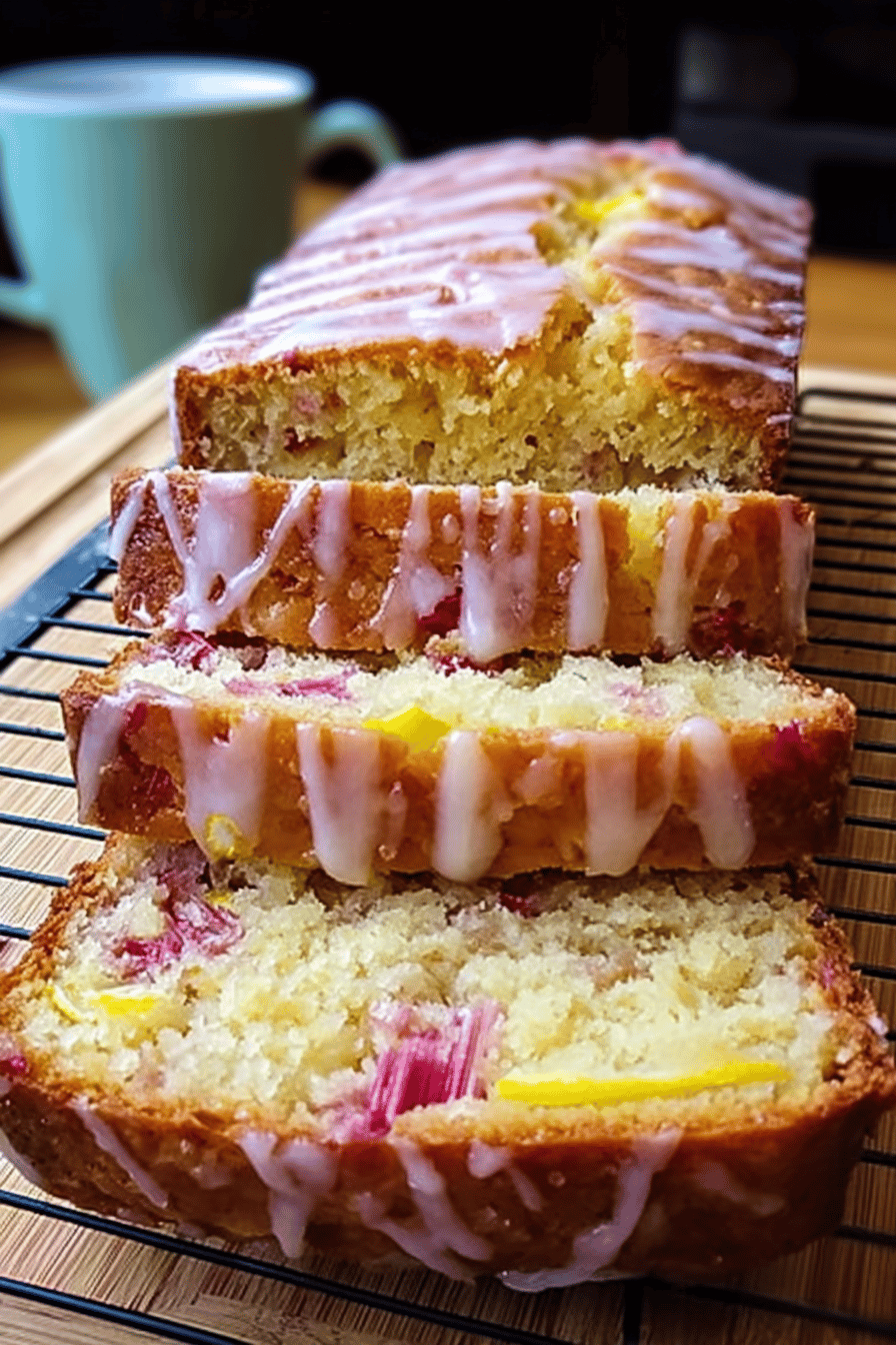 Lemon Rhubarb Loaf with Zesty Glaze