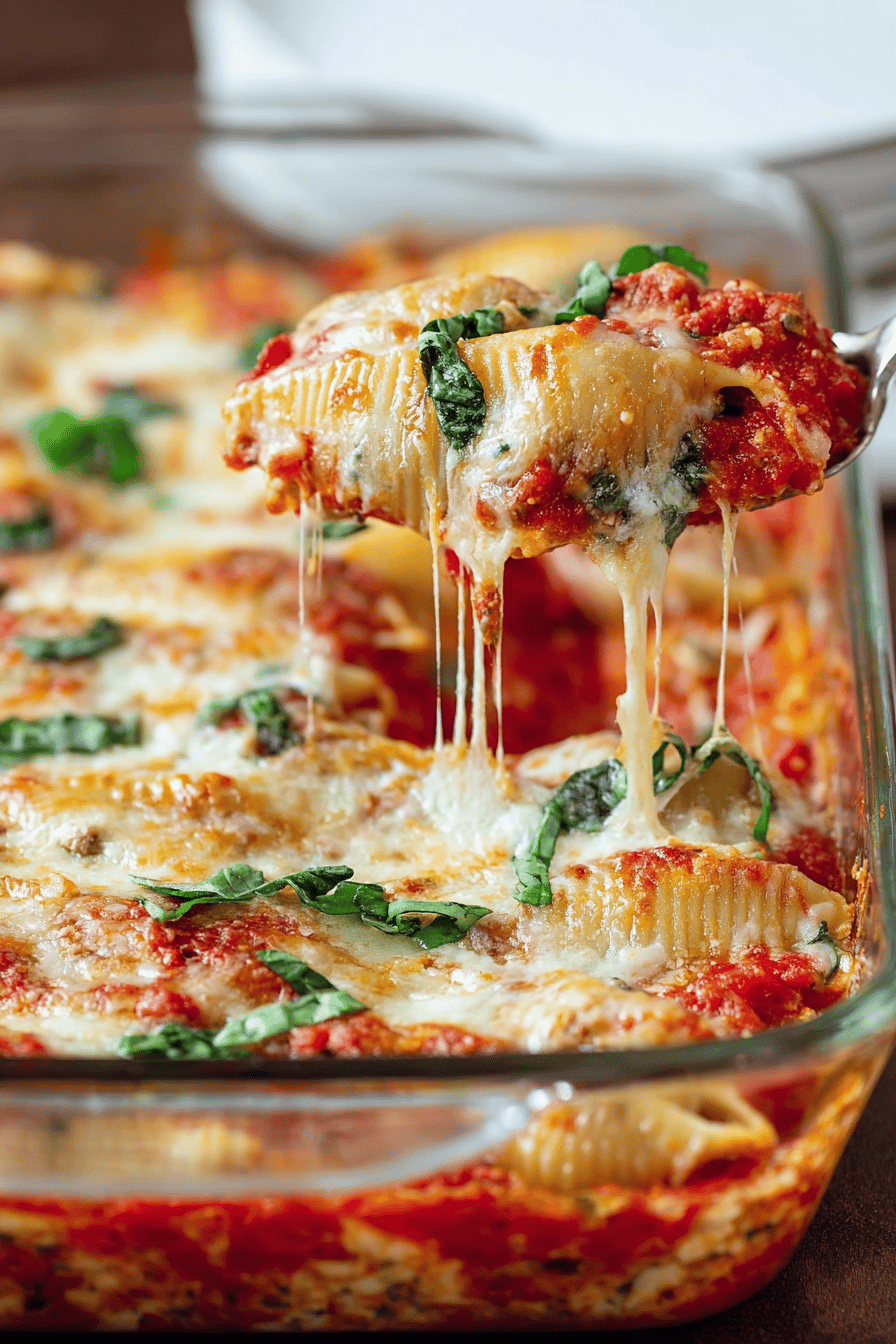 Mushroom Spinach Three-Cheese Stuffed Shells