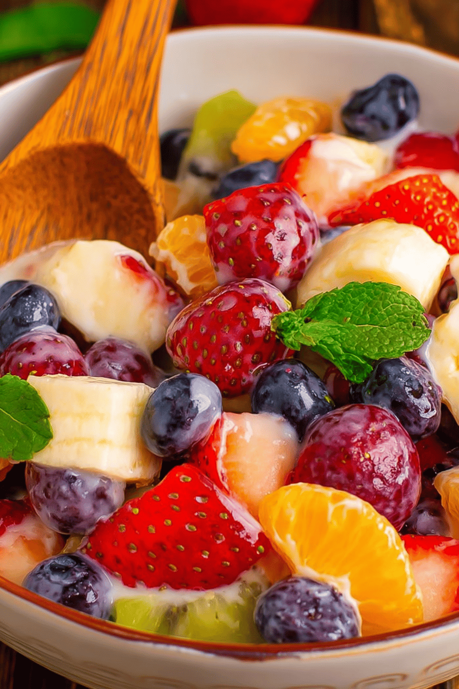 Quick Creamy Fruit Salad with Berries & Oranges