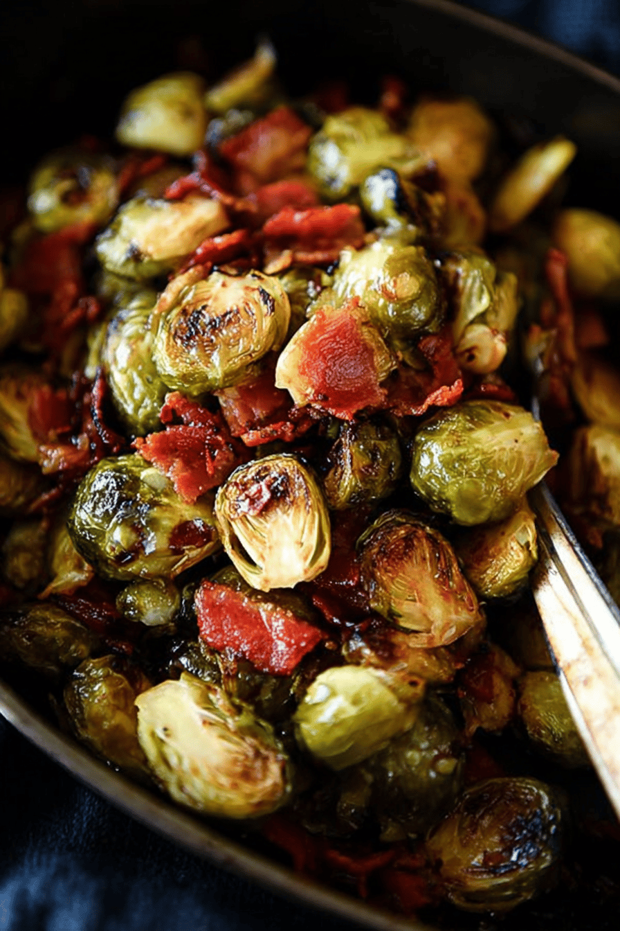 Roasted Brussels Sprouts with Sweet Bacon Dressing