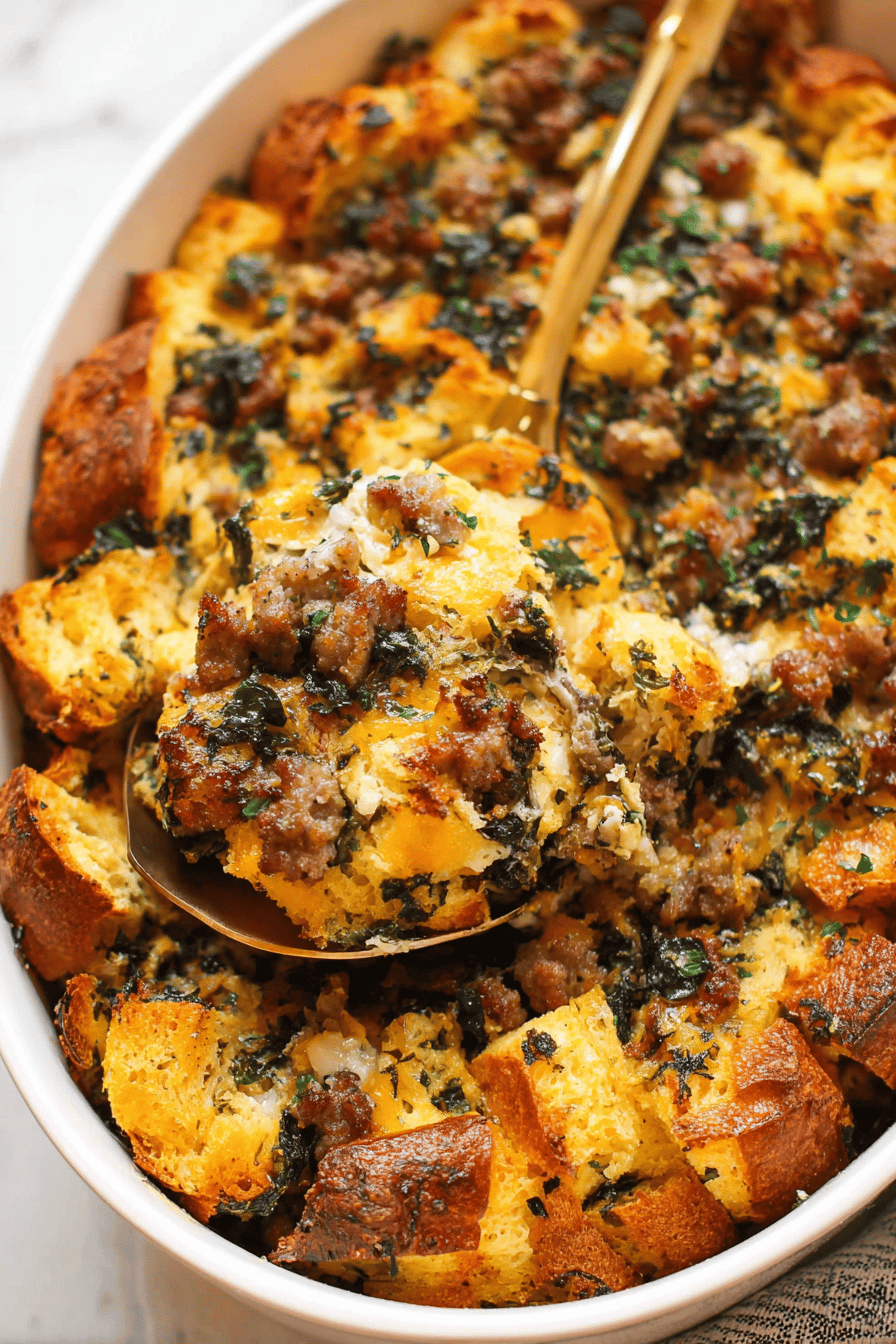 Savory Sausage and Cheddar Breakfast Strata