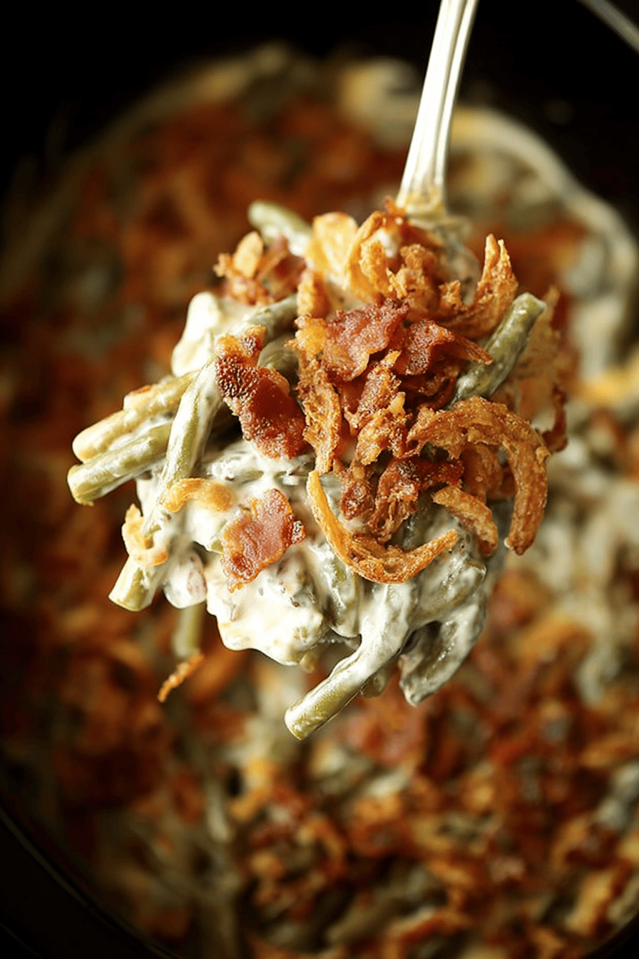Slow Cooker Bacon Cheese Green Bean Casserole
