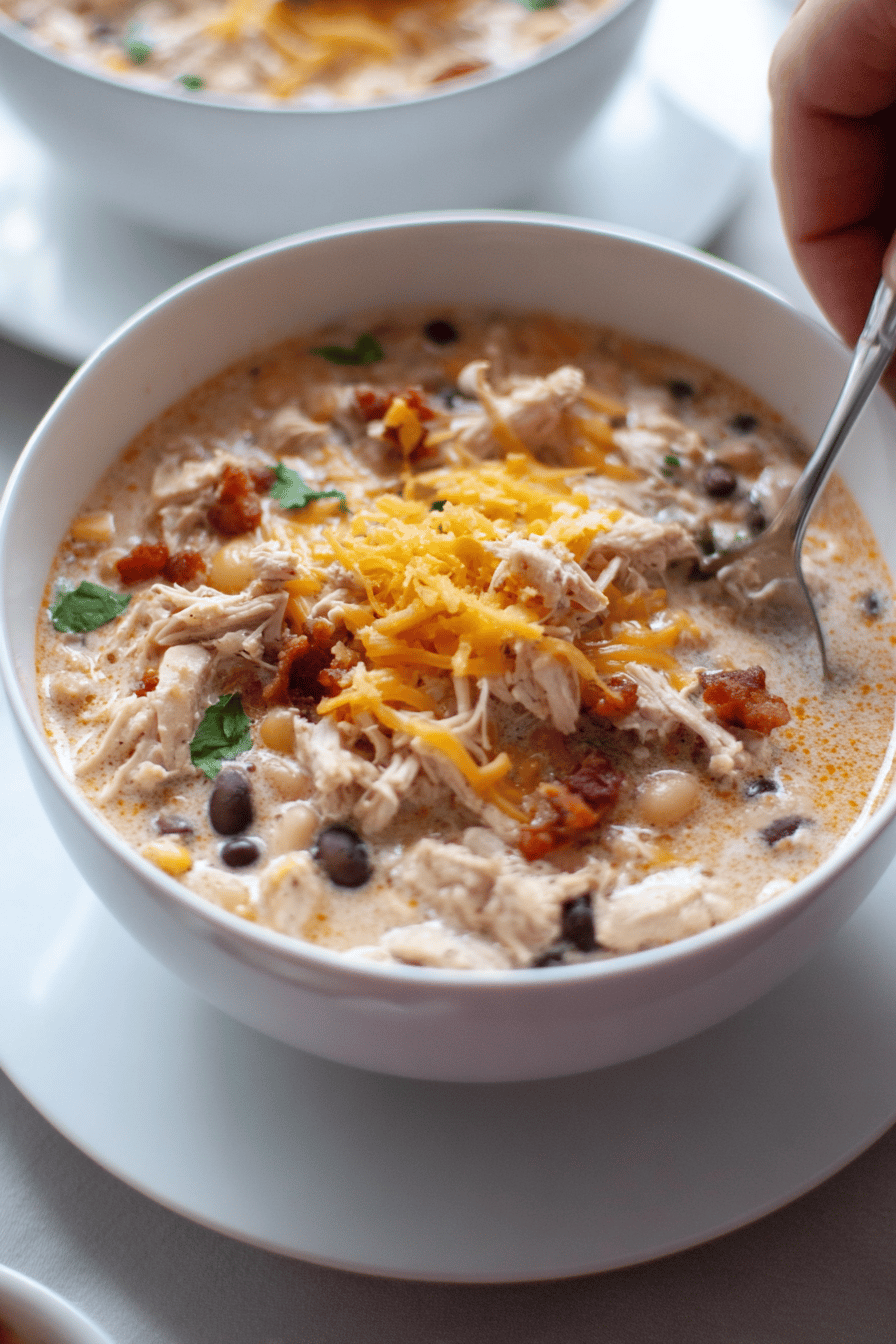 Slow Cooker Creamy Bacon White Chicken Chili
