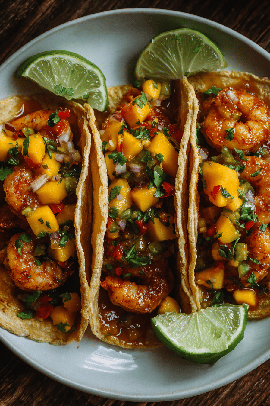 Spicy Shrimp Tacos with Sweet Mango Salsa